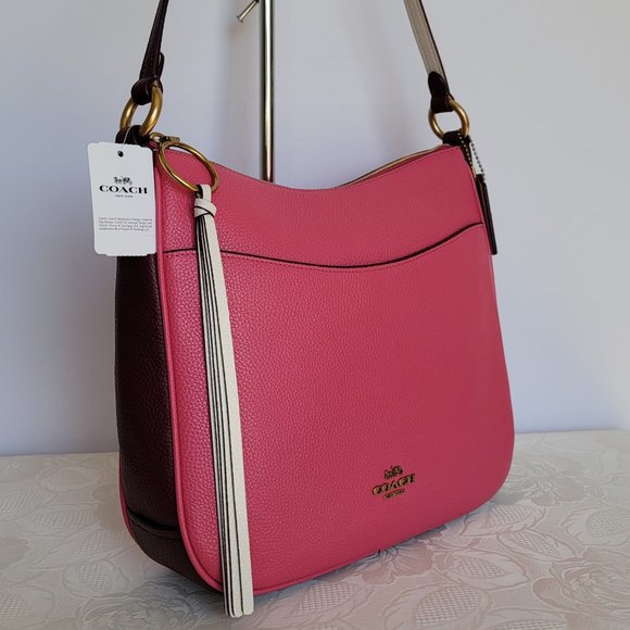 COACH Chaise Colorblocked Pebbled Leather Crossbody- Confetti Pink Multi ⭐ - Picture 2 of 16